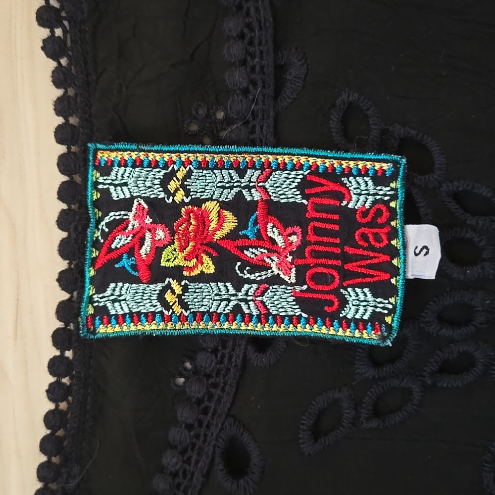 Johnny Was Black Eyelet & Crochet Lace Top - Picture 3 of 7